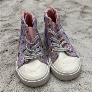 Pink and White Floral High-Top Sneakers